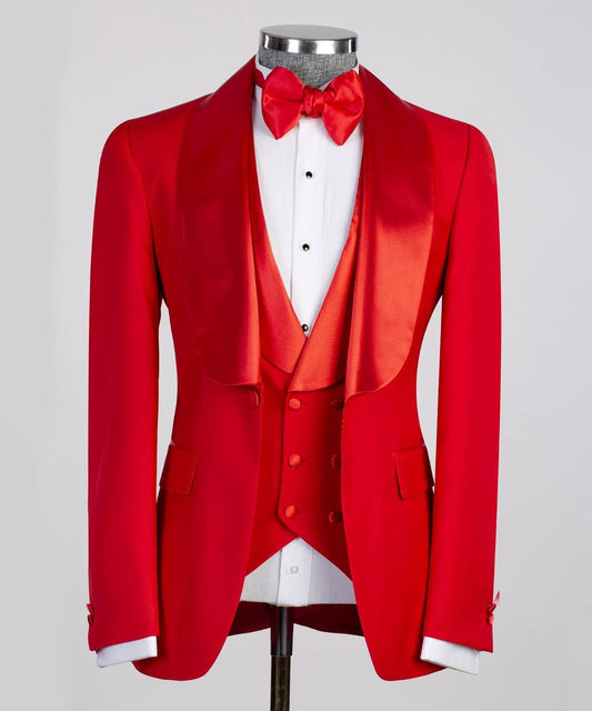 Men's 3 Piece Red Tuxedo Suit