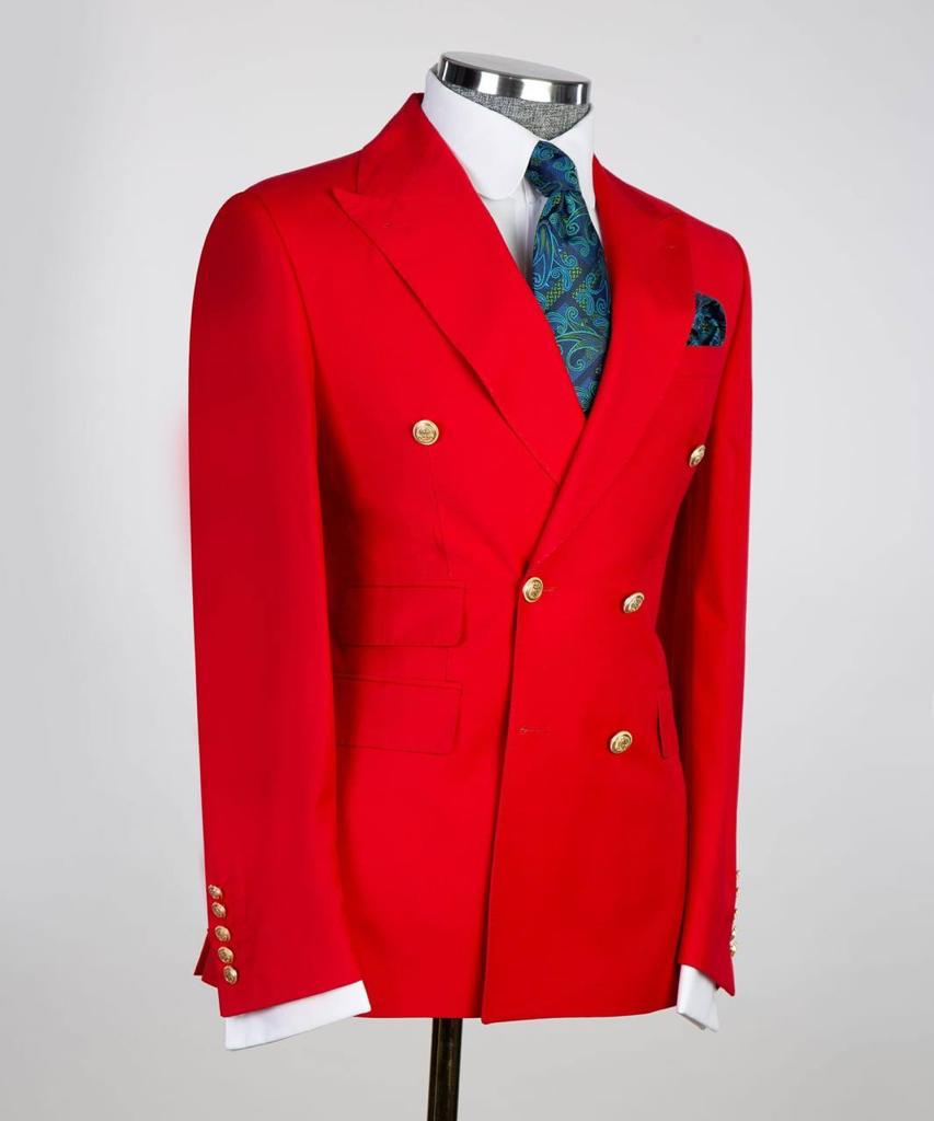 Costume pour homme, 2 pièces, double boutonnage, rouge, revers en pointe, conçu pour un look élégant, TPL