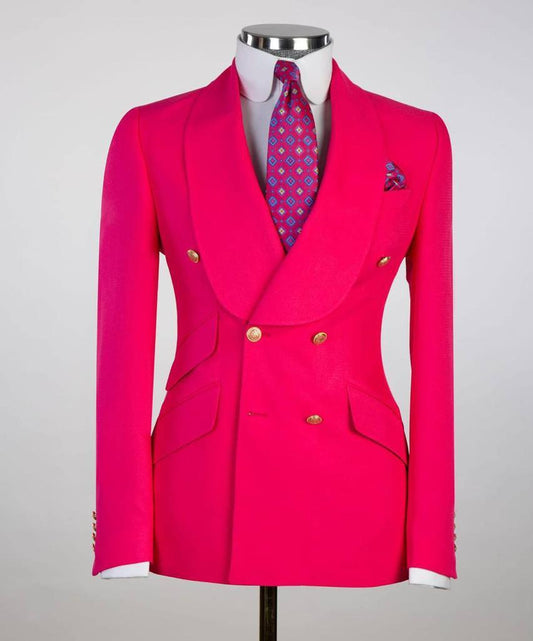 Men's Suit 2 Piece Double Breasted Pink