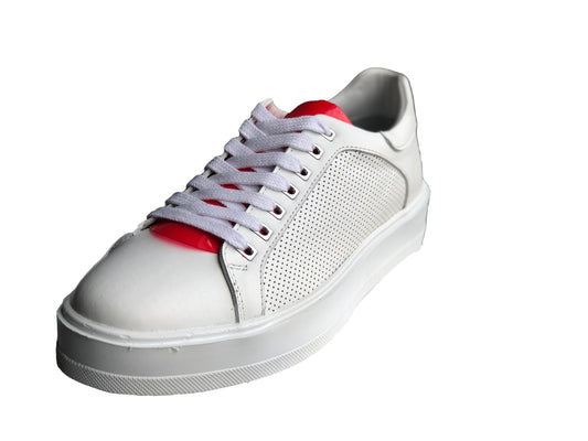 Casual, Handmade, White, Genuine Leather Mens Shoes 12430 White