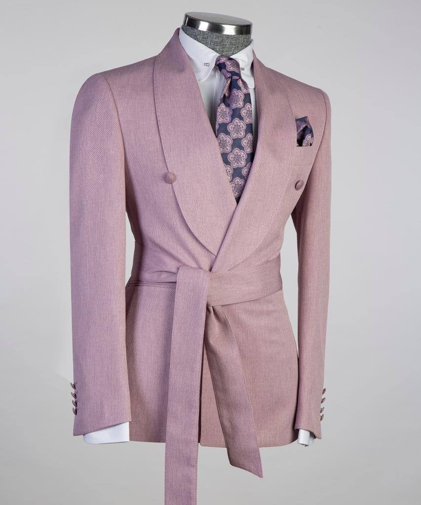 Costume 2 pièces pour homme, rose, design ceinturé, déguisement