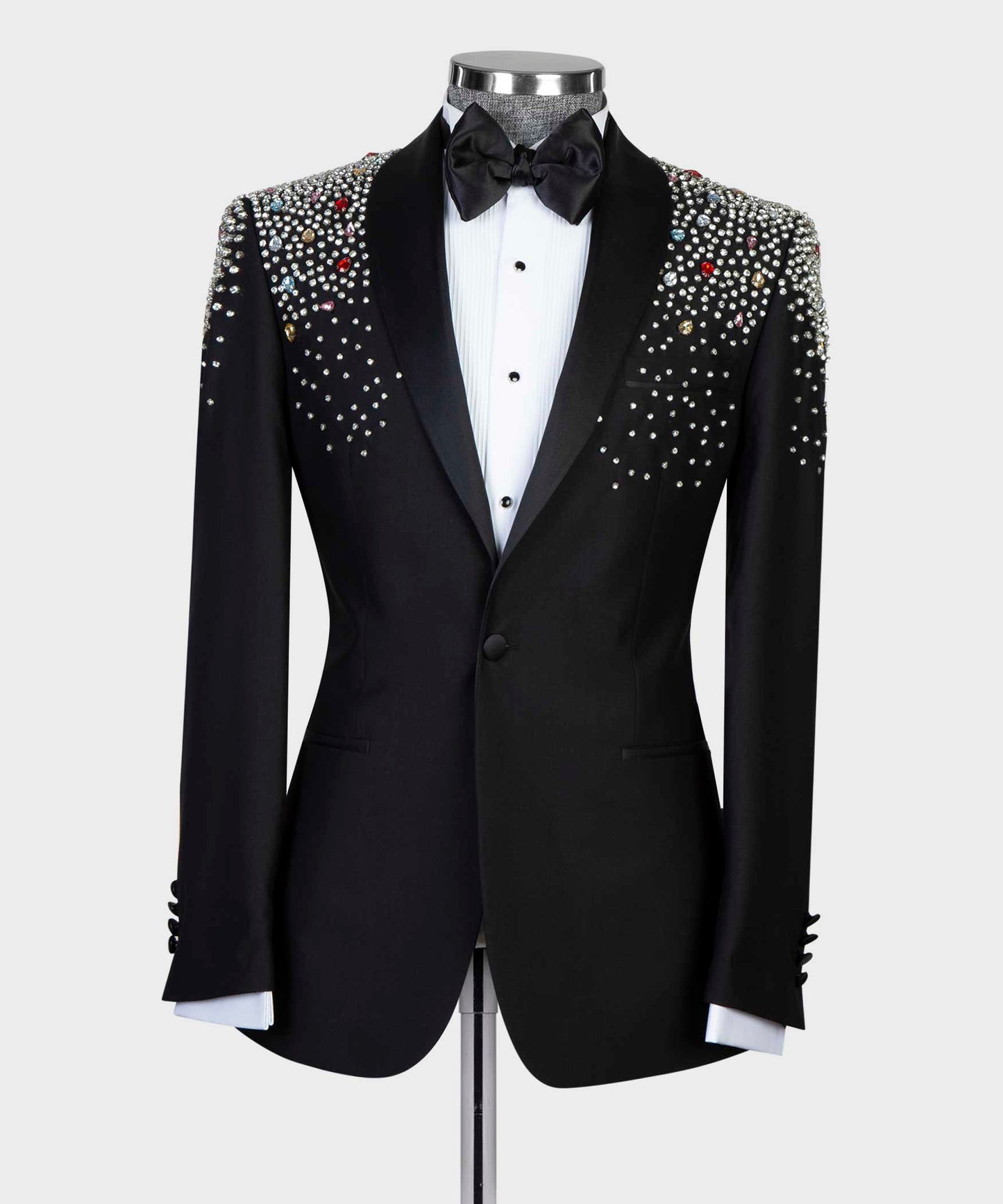 2 pièces pour hommes, costume perlé à revers châle, smoking, noir, look élégant, idéal pour mariage, affaires, bal, célébrations