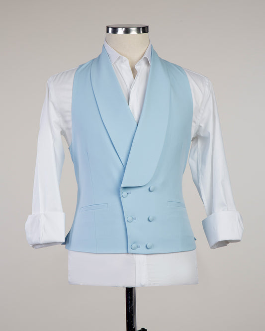 Vest For Men with Shawl Lapel -Light Blue,Waistcote