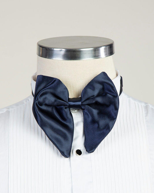 Navy Blue Satin Big Plain Bow Tie, Best For Wedding or Celebration Suits / Tuxedos