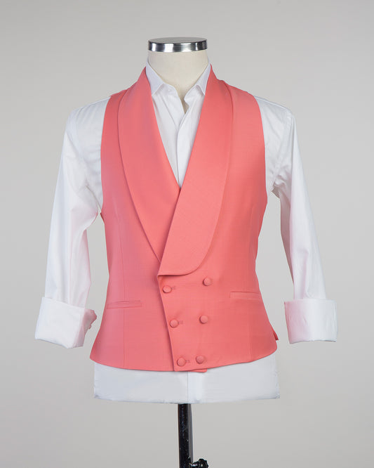 Vest For Men with Shawl Lapel - Powder Pink - Champagne Colour,Waistcote
