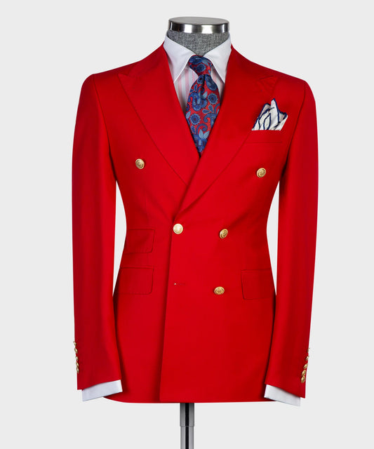Men's 2 Piece Double Breasted Red Suit