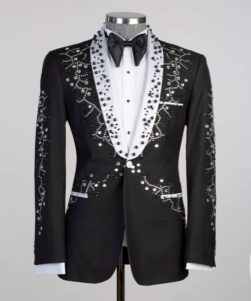 Silver and white prom suit top