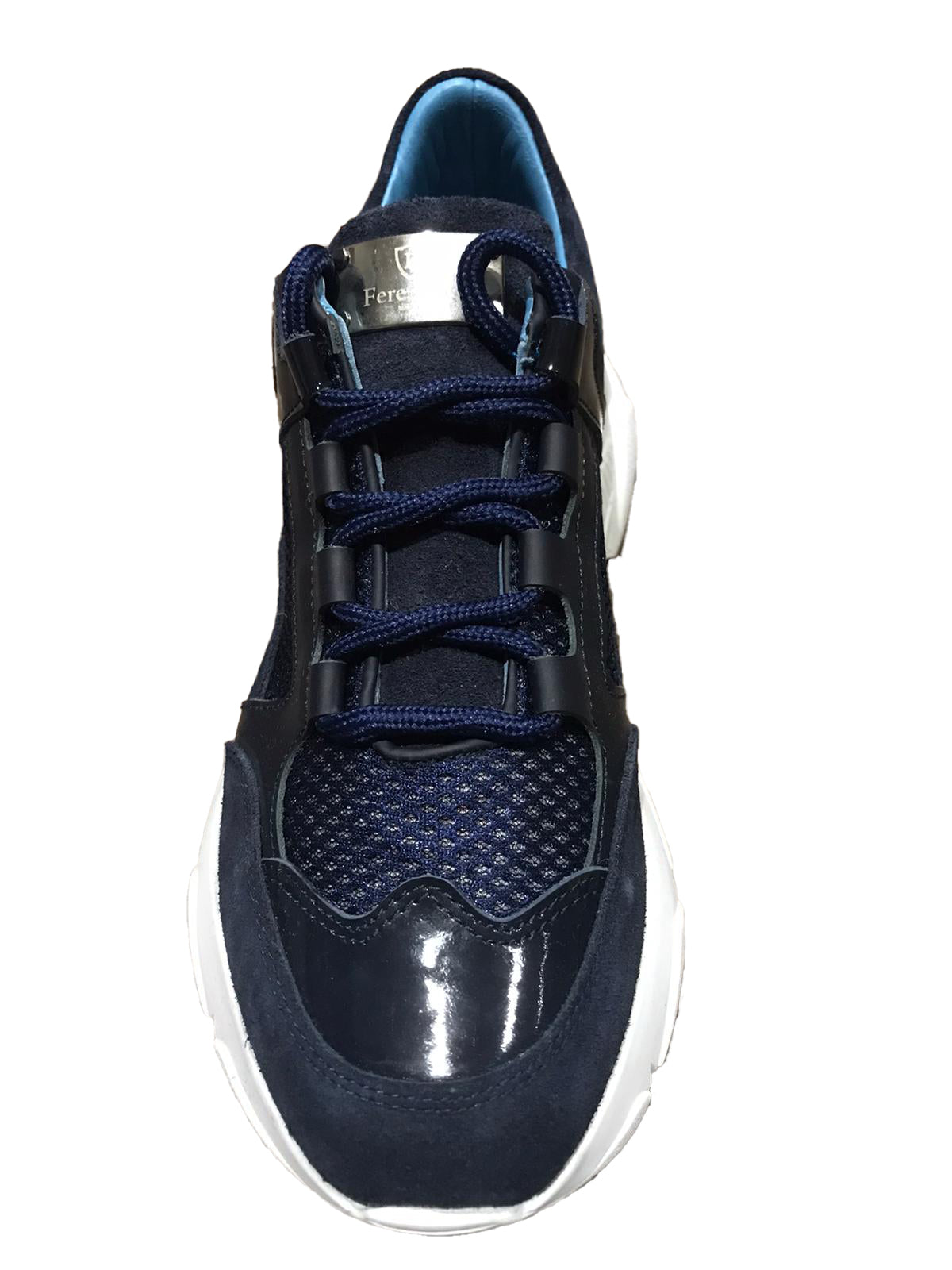 Casual fait à la main, en cuir véritable, chaussures pour hommes à semelle légère 12044/N bleu marine