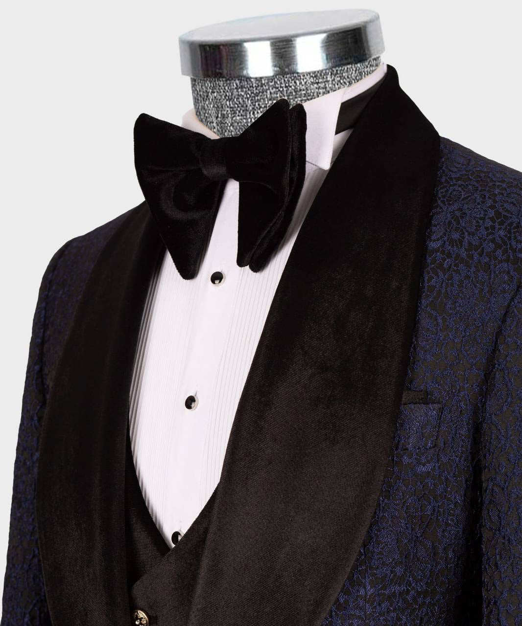 Men's 3 Piece Velvet Collar Navy Tuxedo