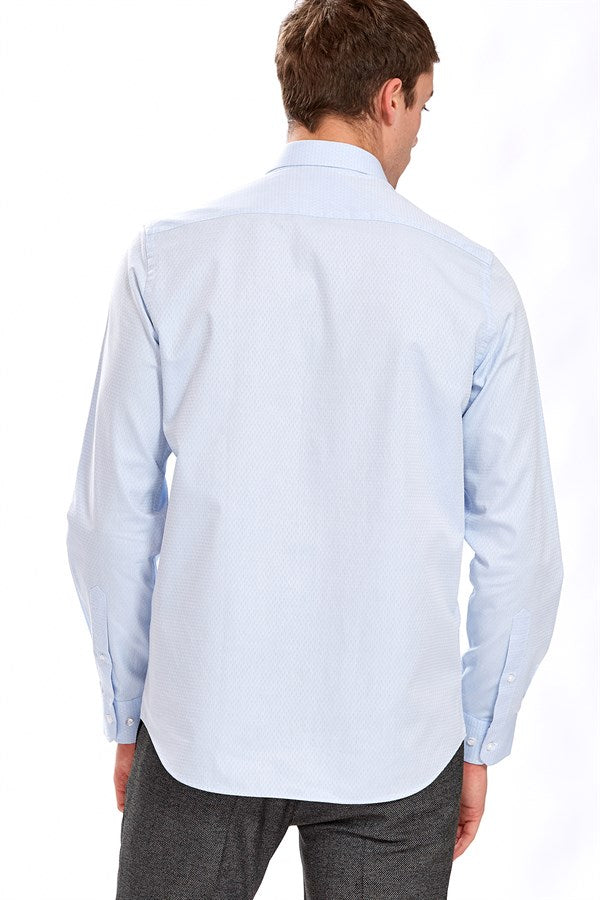 Men's Regular Fit Blue Cotton Shirt - Bristol