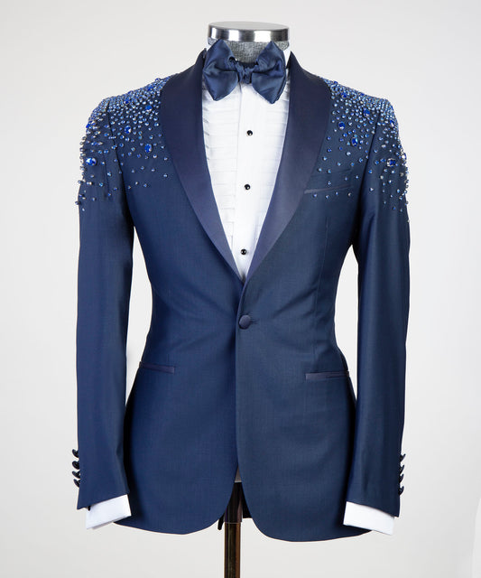 Men's 2 Piece Stoned Blue Tuxedo Suit