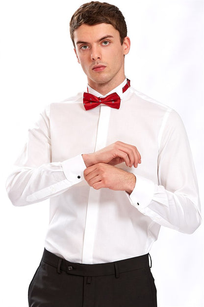 Men's Slim Fit White Cotton Shirt - Pregna