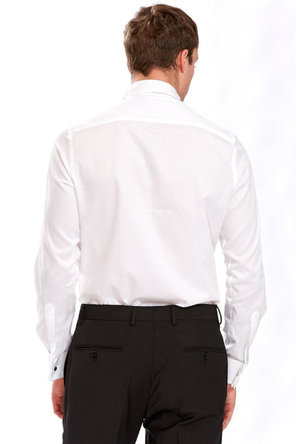 Men's Slim Fit White Cotton Shirt - Pregna