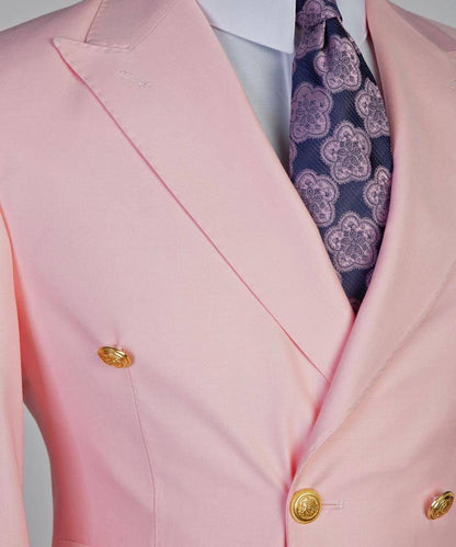 Double Breasted Pink Suit Peak Lapel 2pc