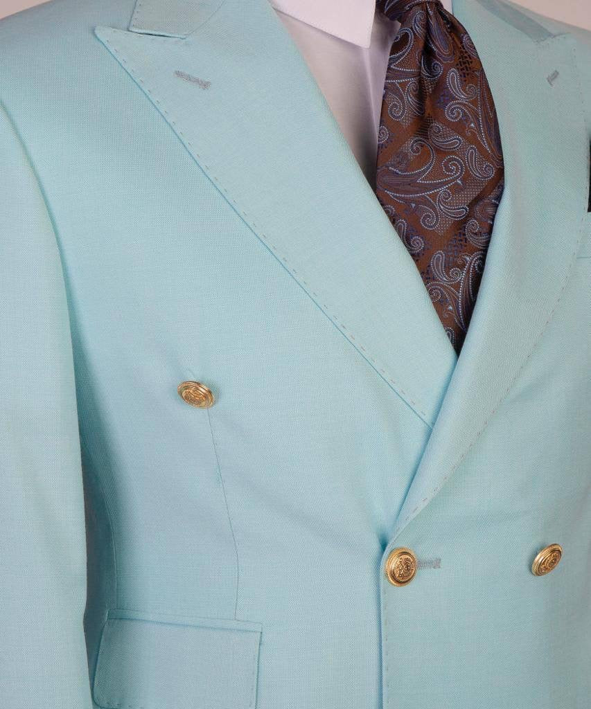 Double Breasted Blue Suit Peak Lapel 2pc