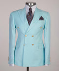 Double Breasted Blue Suit Peak Lapel 2pc