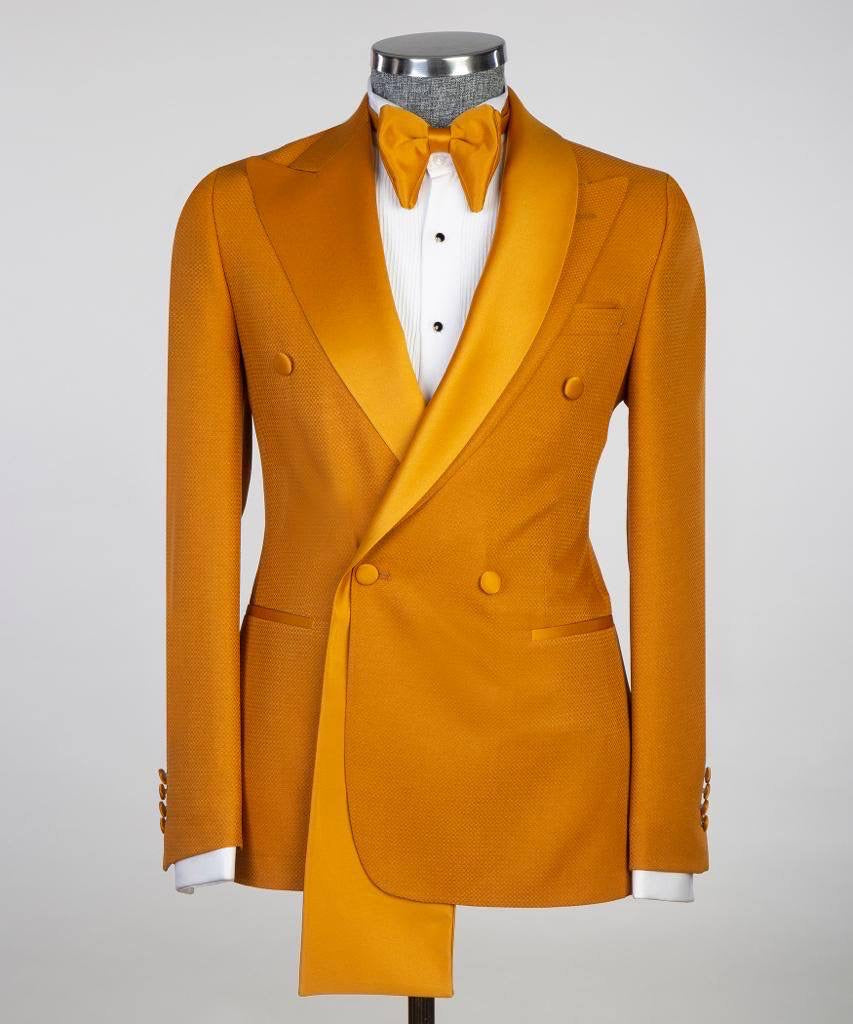 Schalrevers-Smoking in Orange aus Satin