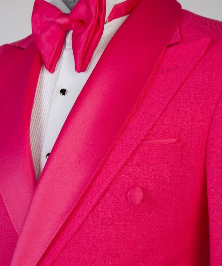 Costume croisé, 2 pièces, fuchsia, design châle, idéal pour toutes les occasions...