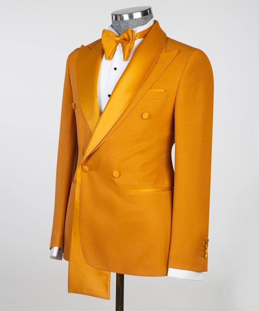 Schalrevers-Smoking in Orange aus Satin