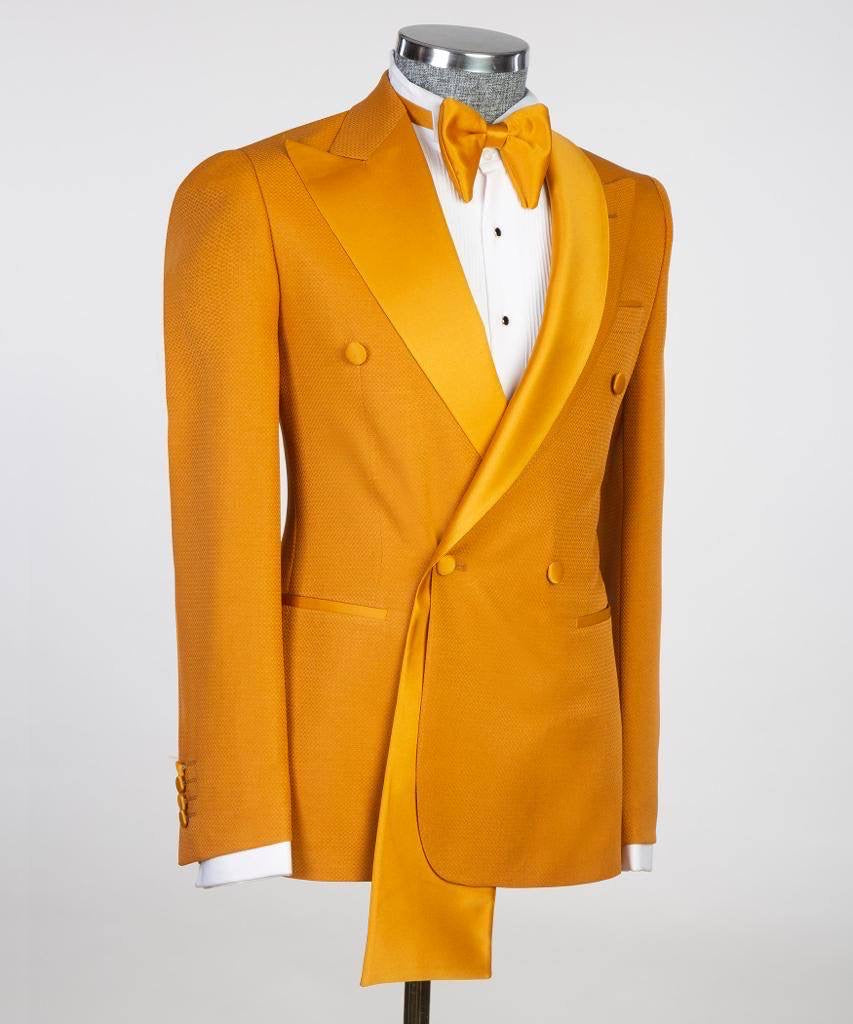 Schalrevers-Smoking in Orange aus Satin