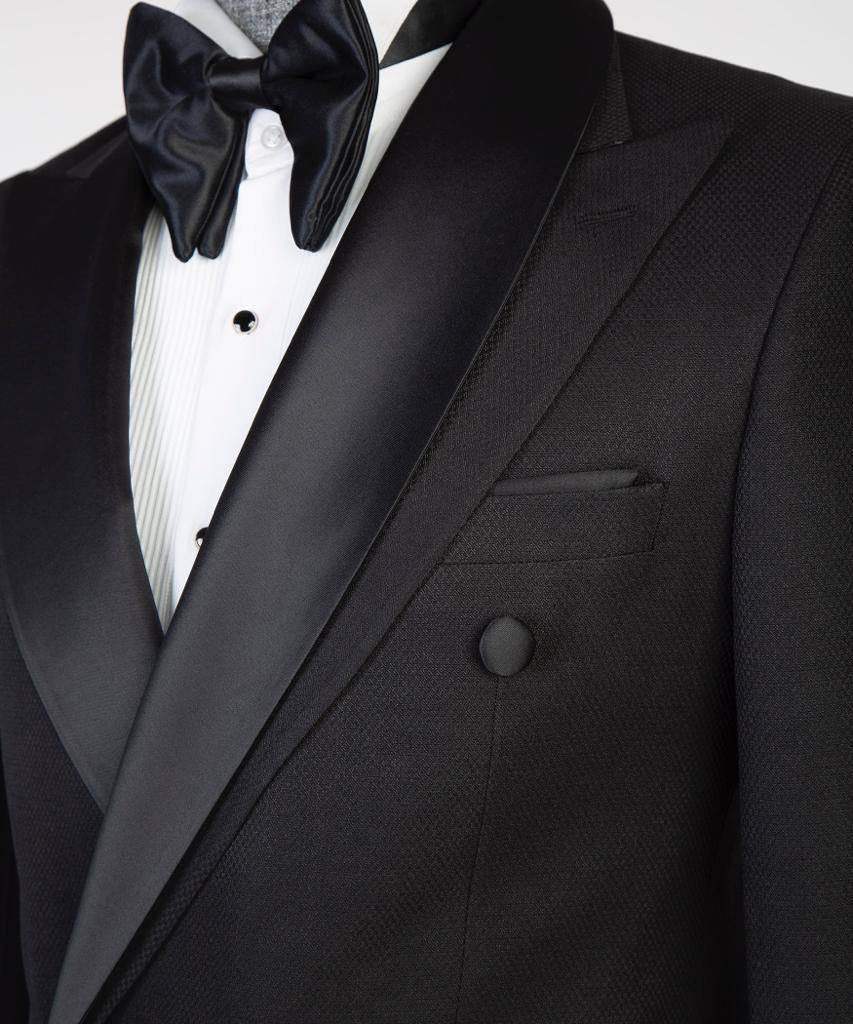 Smoking mit Schalkragen aus Satin in Schwarz