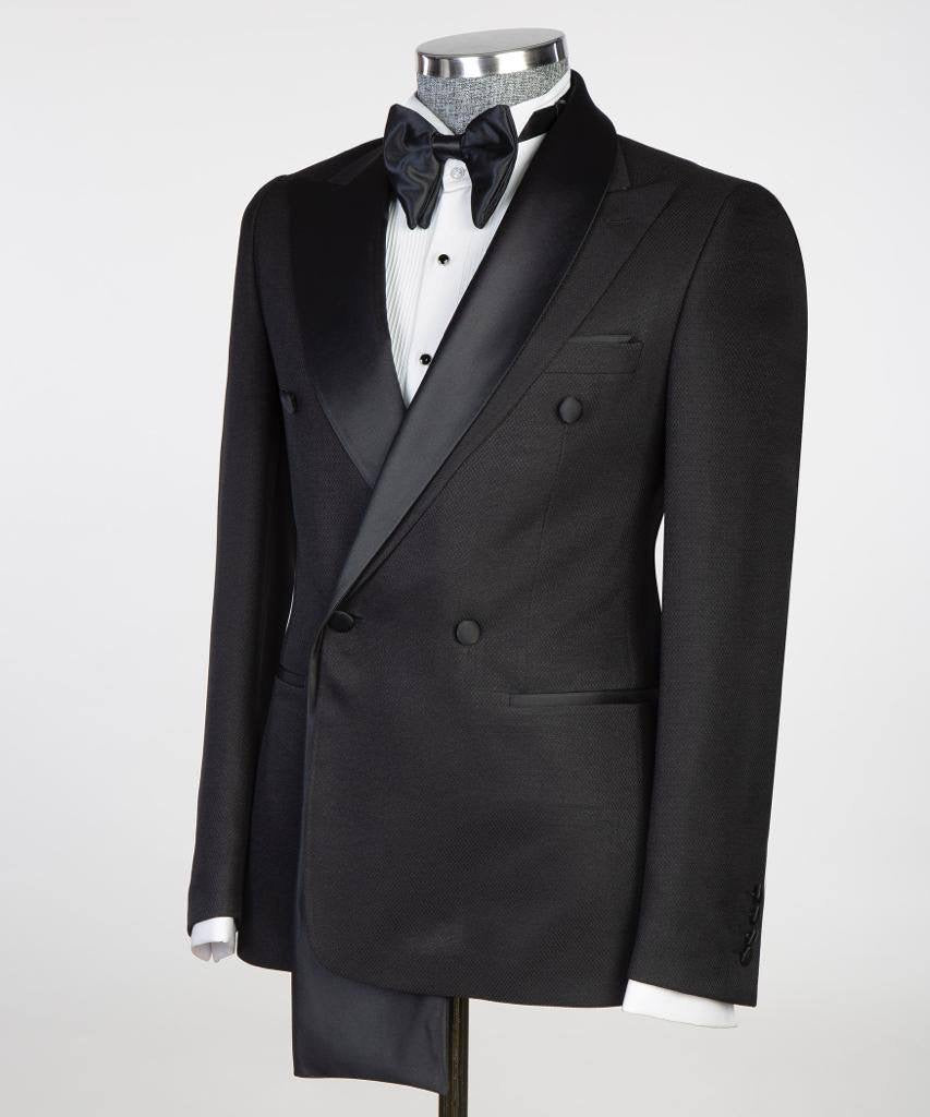 Smoking mit Schalkragen aus Satin in Schwarz