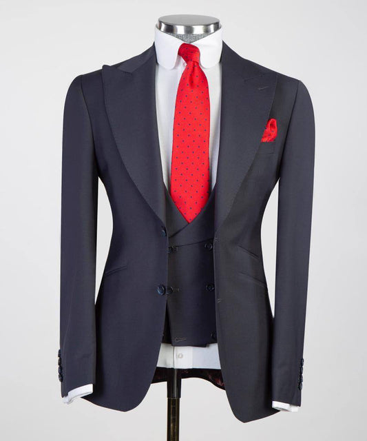 Men's 3 Piece Classic Dark Grey Suit