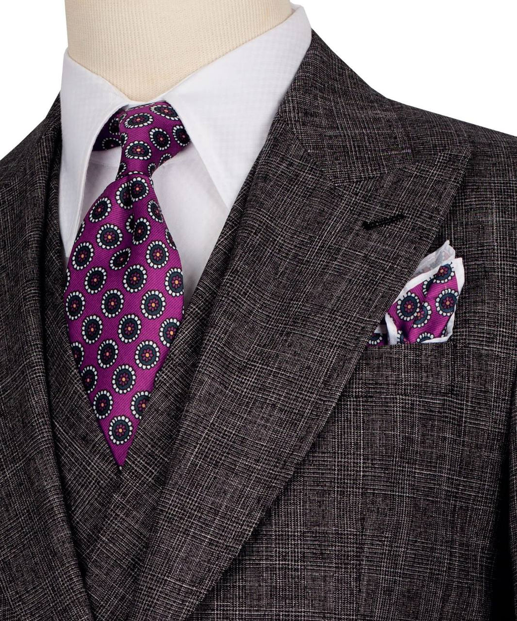 Classic 3-Piece Dark Grey Checkered Suit