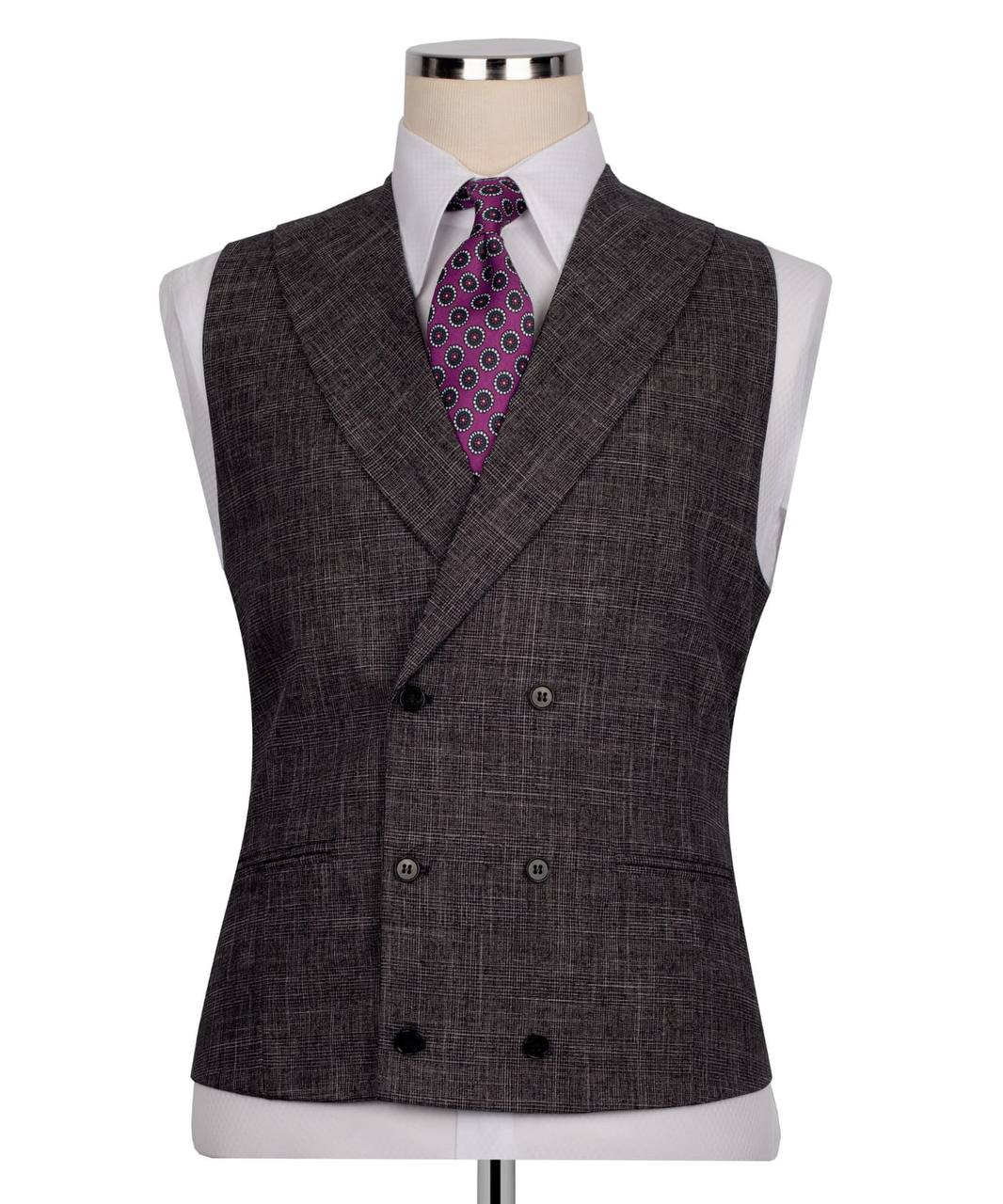 Classic 3-Piece Dark Grey Checkered Suit