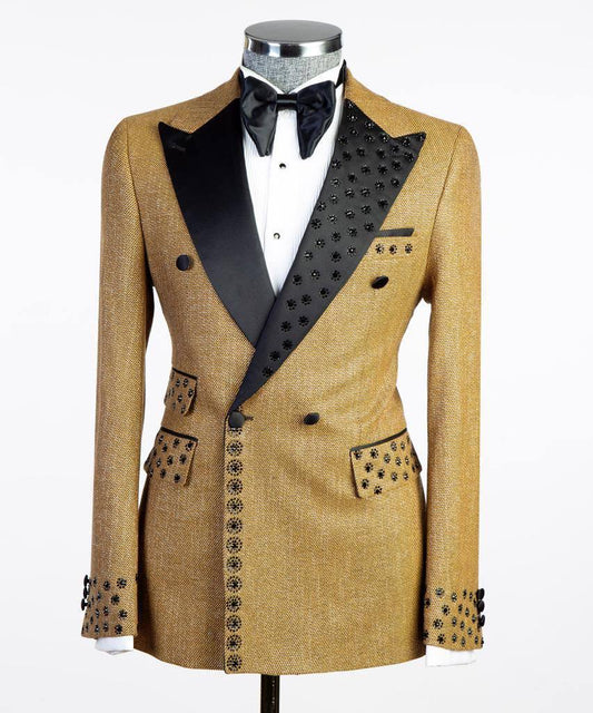 Men's Suit 2 Piece Double Breasted Gold