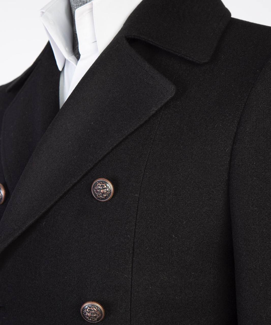 Black Double Breasted Coat for Men
