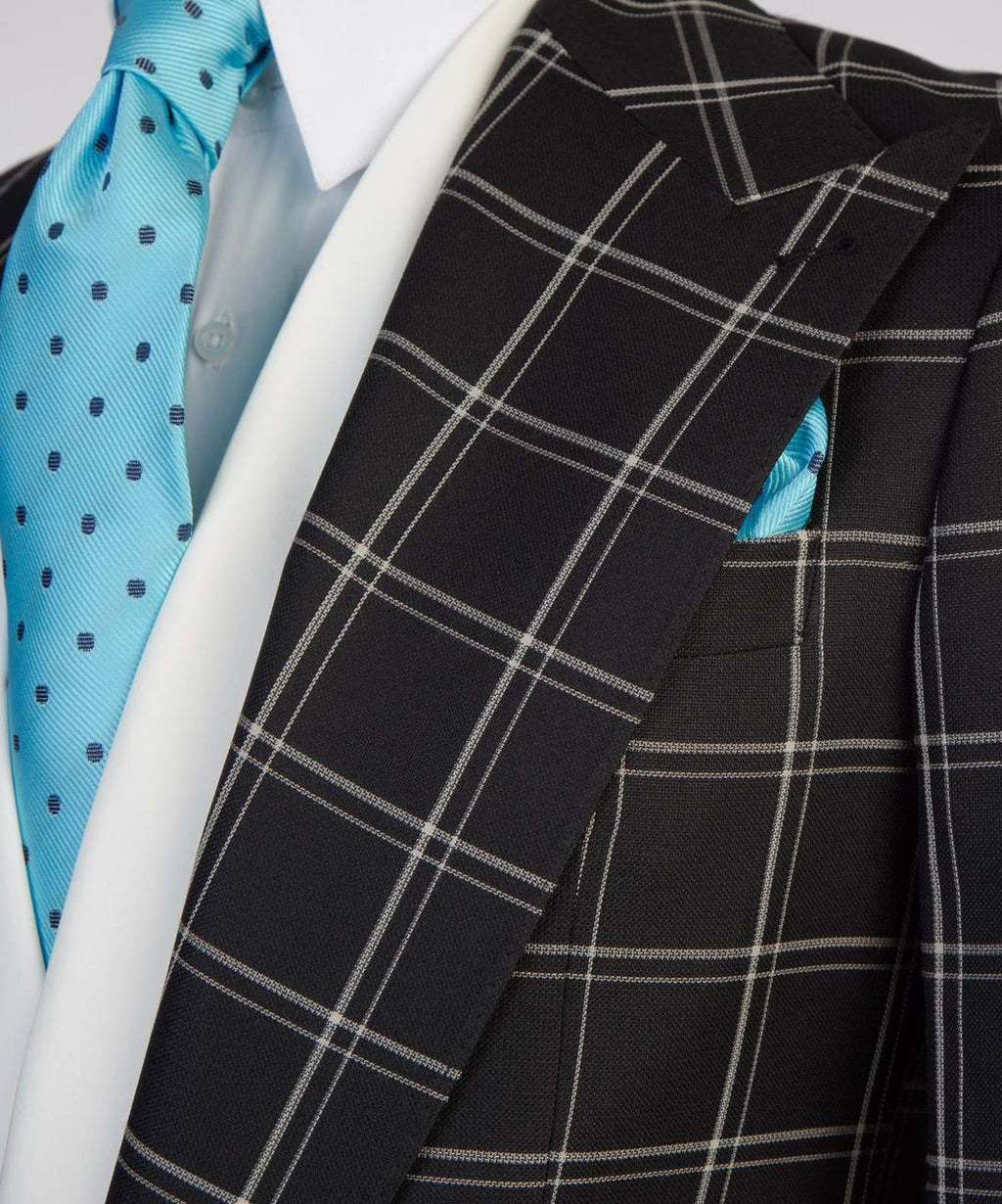 Plaid 3-Piece Suit-Black
