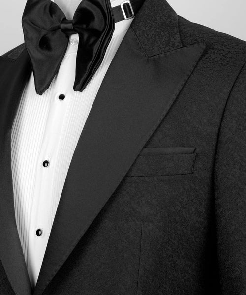 Smokinganzug mit Revers aus schwarzem Satin, 3-teilig