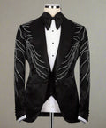 black tuxedo-silver gem stoned-
