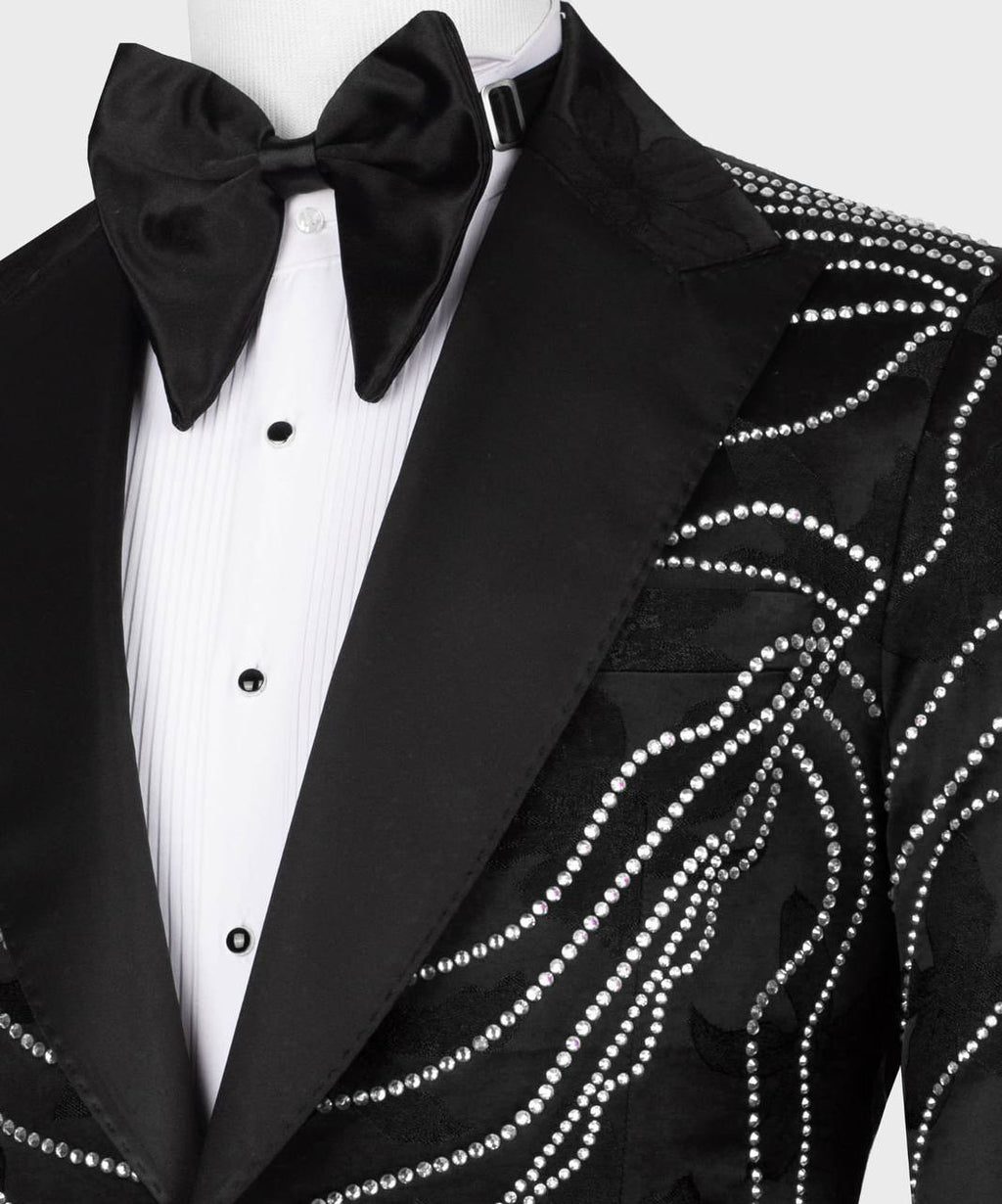 Black Tuxedo,3 Piece, Handcrafted Beaded Blazer