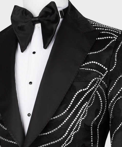 Black Tuxedo,3 Piece, Handcrafted Beaded Blazer