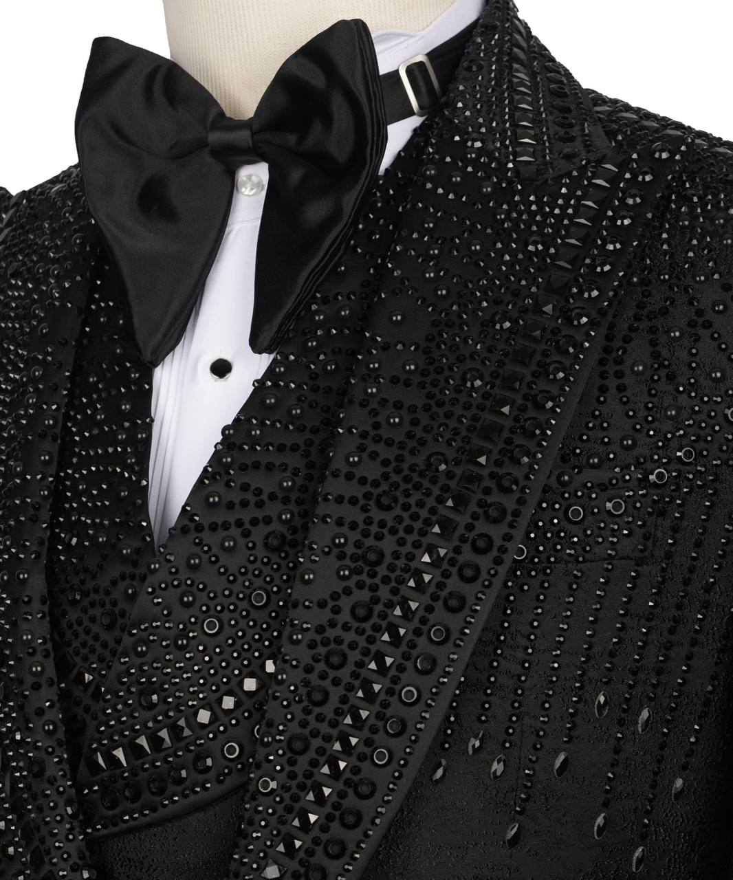 Black Tuxedo,3 Piece, Black Beaded Blazer