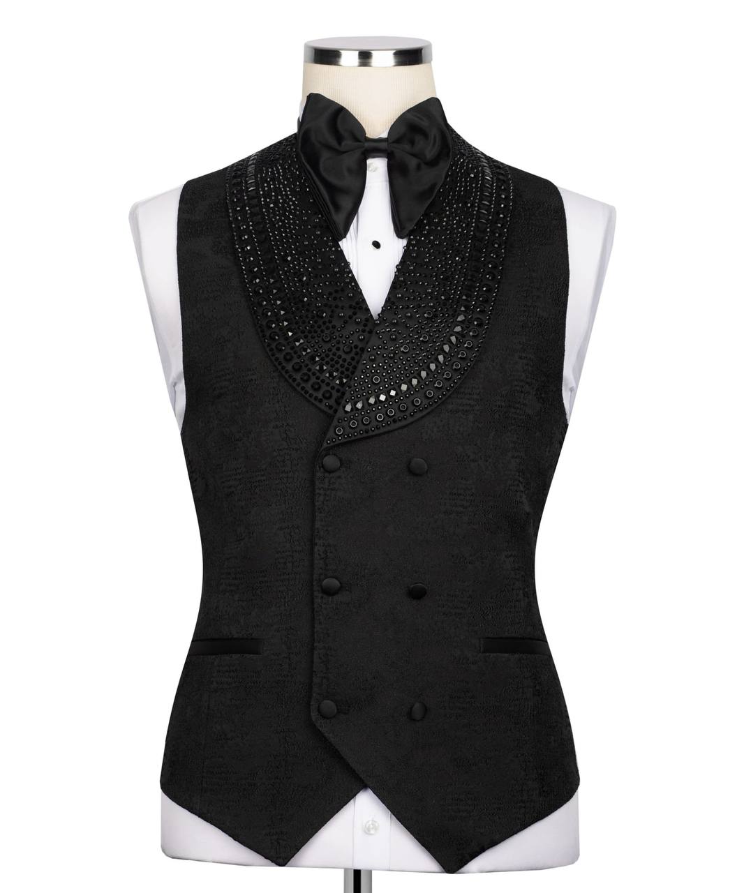 Black Tuxedo,3 Piece, Black Beaded Blazer