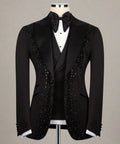 Black Tuxedo,3 Piece, Black Beaded Blazer