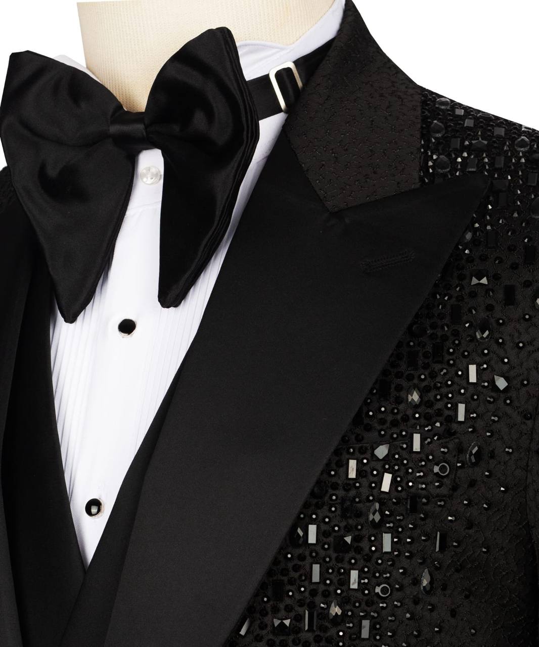 Black Tuxedo,3 Piece, Black Beaded Blazer