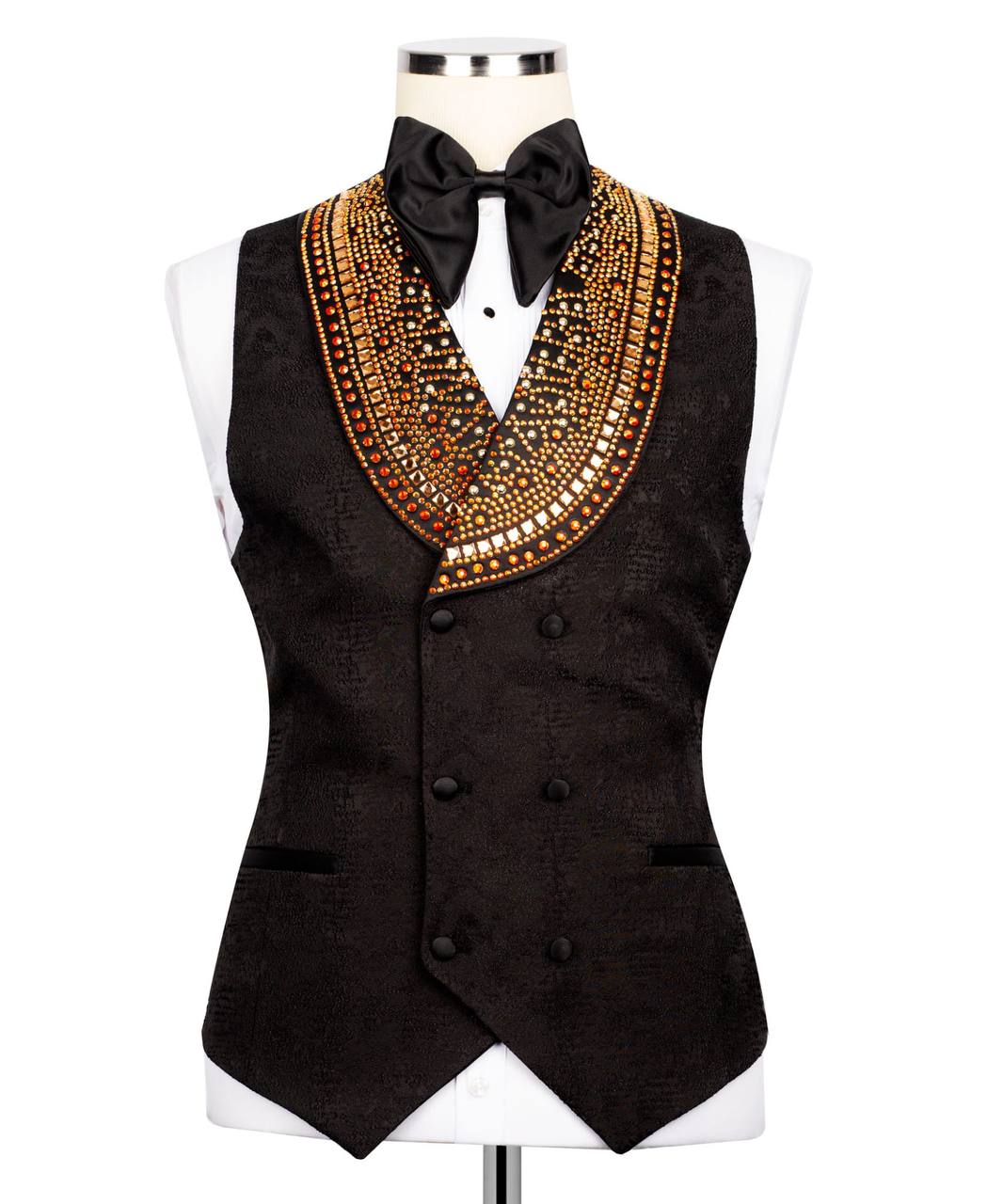Black Tuxedo,3 Piece, Gold Beaded Blazer