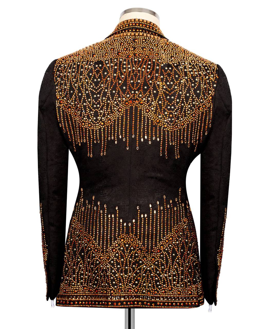 Black Tuxedo,3 Piece, Gold Beaded Blazer
