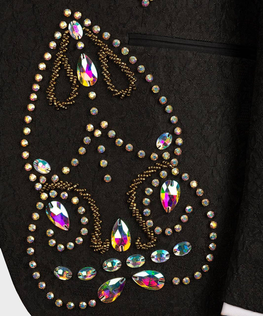 Black Tuxedo,3 Piece, Gem Stoned, Beaded Blazer
