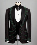 Black Tuxedo,3 Piece, Handcrafted with Green Beads