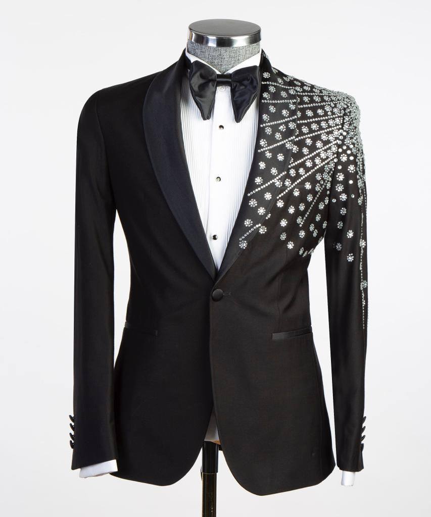 Costume 2 pièces à rayures croisées pour homme, costume bleu bébé, revers en pointe, conçu pour un look élégant, TPL