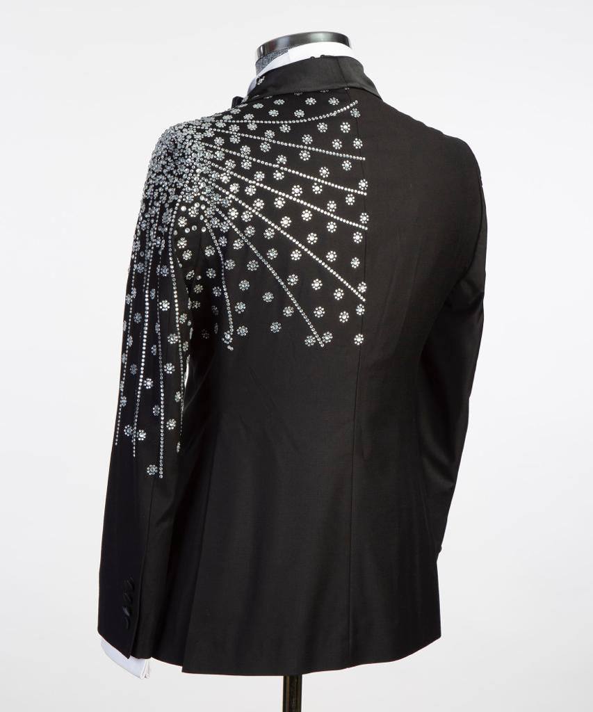 Costume 2 pièces à rayures croisées pour homme, costume bleu bébé, revers en pointe, conçu pour un look élégant, TPL