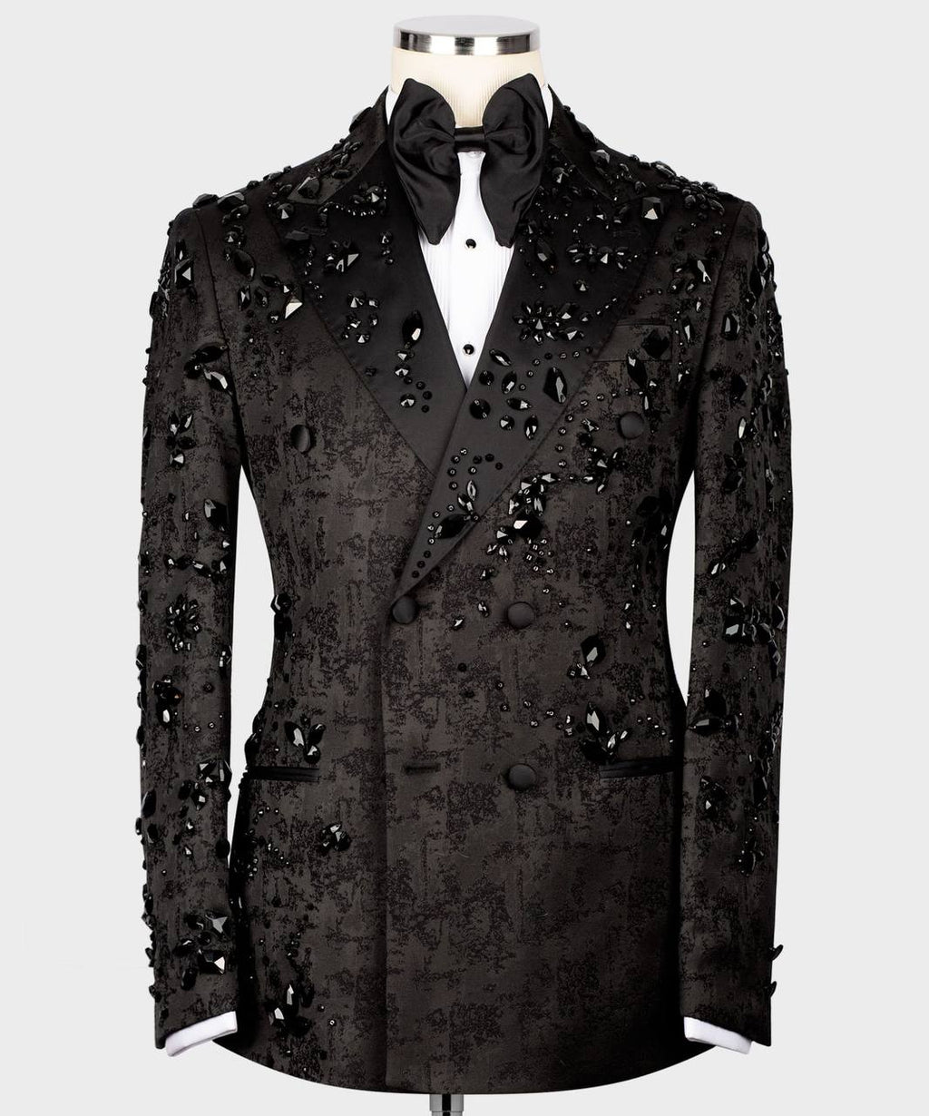 Men's Black Tuxedo, Beaded Design