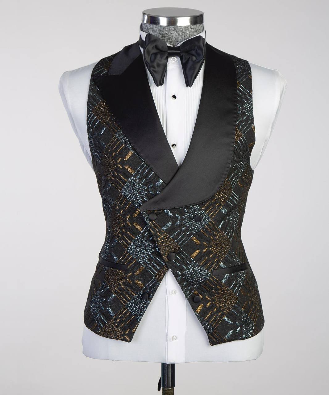 Men's Black Tuxedo-Asymmetrical Satin Lapel