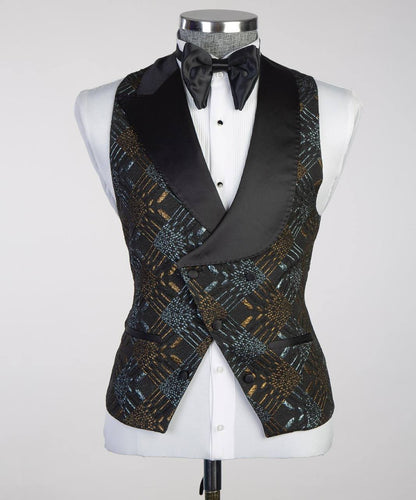 Men's Black Tuxedo-Asymmetrical Satin Lapel