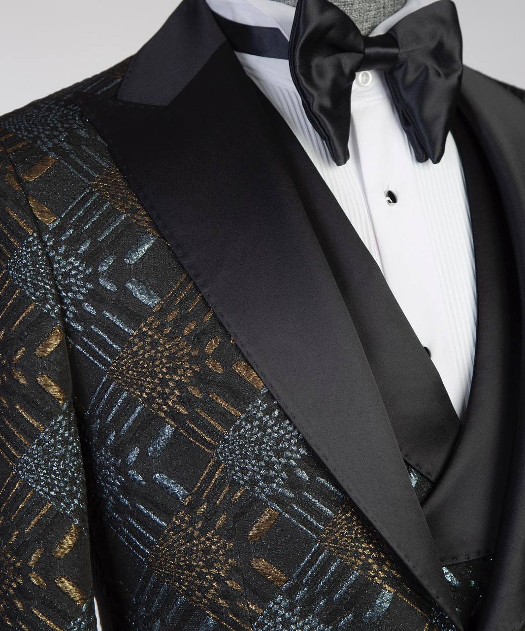 Men's Black Tuxedo-Asymmetrical Satin Lapel